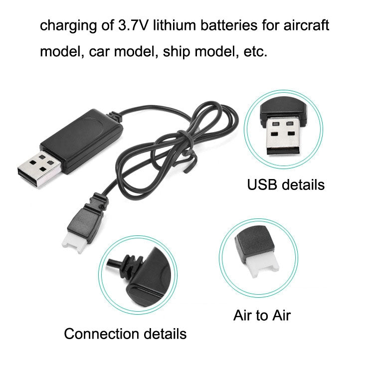 USB Charging Cable 3.7V 350mAh Air To Air Plug Without Protecting For Drone(Black) -  by PMC TechLife | Online Shopping South Africa | PMC TechLife | Buy Now Pay Later Mobicred