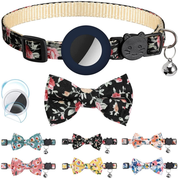 Anti-Lost Printed Bow Pet Collar with Bell for AirTag(Pink) - Pet Series by PMC TechLife | Online Shopping South Africa | PMC TechLife