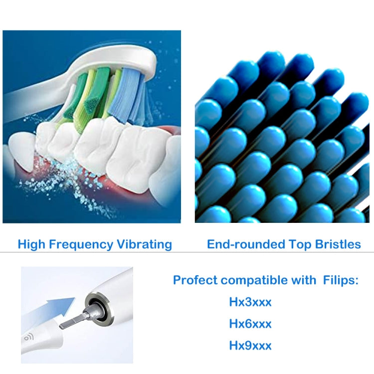 Toothbrush Head For Philips HX3/HX6/HX9 Series(Double Effect Black) - Replacement Brush Heads by PMC TechLife | Online Shopping South Africa | PMC TechLife | Buy Now Pay Later Mobicred
