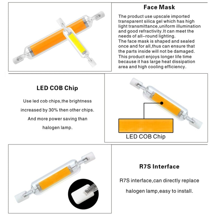 78MM 10W R7S LED COB Dimmer Glass Lamp Double-end Horizontal Plug-in Light(220v Natural White Light) - LED Blubs & Tubes by PMc TechLife | Online Shopping South Africa | PMc TechLife | Buy Now Pay Later Mobicred