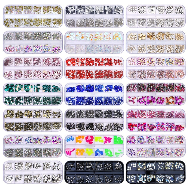 12 Grid Flat Bottom Shaped Nail Rhinestones Nail Decoration, Specification: 16 - free shipping - PMC Jewellery - Order now!