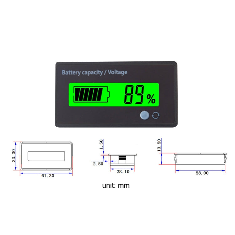 L6133 LCD Electric Motorcycle Power Display, Style: Single Button Green Backlight - Electrical Instruments by PMC TechLife | Online Shopping South Africa | PMC TechLife | Buy Now Pay Later Mobicred