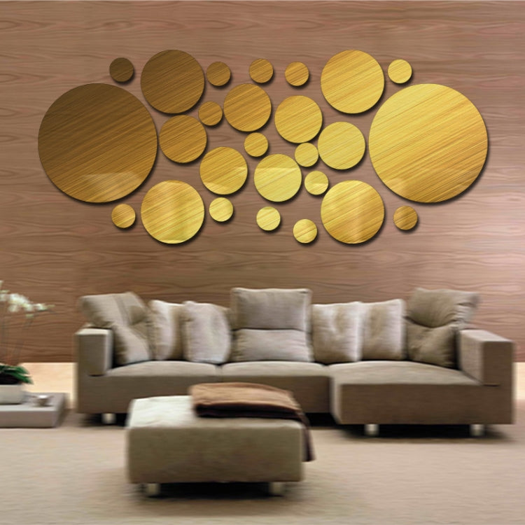 JM004 26PCS Bedroom Geometric Round Stereo Acrylic Mirror Wall Sticker(Gold) - Decorative Mirrors by PMC TechLife | Online Shopping South Africa | PMC TechLife
