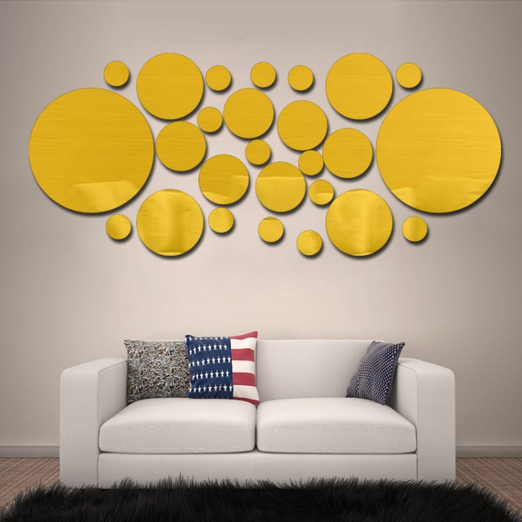 JM004 26PCS Bedroom Geometric Round Stereo Acrylic Mirror Wall Sticker(Gold) - Decorative Mirrors by PMC TechLife | Online Shopping South Africa | PMC TechLife