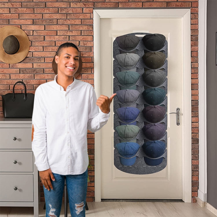 Felt Baseball Cap Display Stand Non-woven Hanging Storage Bag,Style: 14 Grids Double Row 3mm - Storage Bags by PMC TechLife | Online Shopping South Africa | PMC TechLife