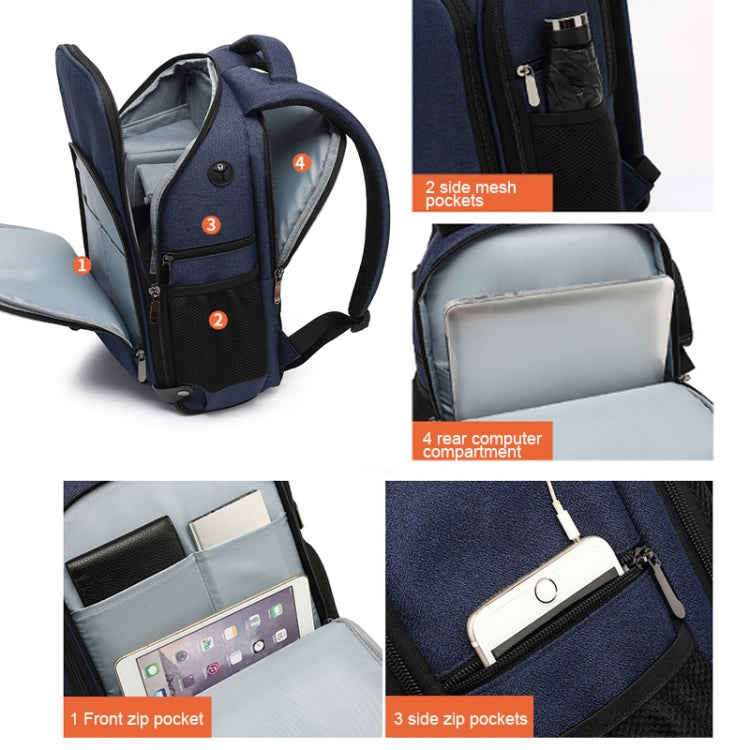 Cationic SLR Backpack Waterproof Photography Backpack with Headphone Cable Hole(Blue) - Backpack by PMC TechLife | Online Shopping South Africa | PMC TechLife | Buy Now Pay Later Mobicred