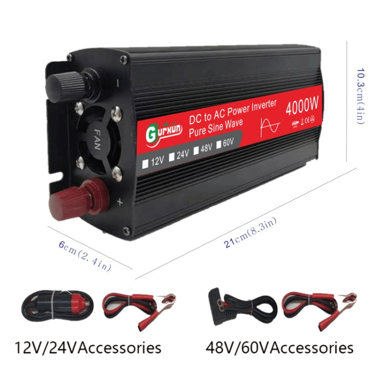 Gurxun 4000W Home Car Power Converter Sine Wave Inverter, Specification: 24V To 220V - Pure Sine Wave by PMC TechLife | Online Shopping South Africa | PMC TechLife