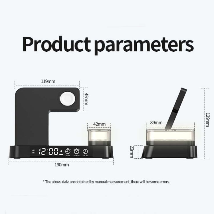 A37 30W 3-in-1 Wireless Charging Phone Stand with RGB Night Light & Alarm Clock & Watch Charger For Apple Function(Black) - free shipping - PMC Jewellery - Order now!