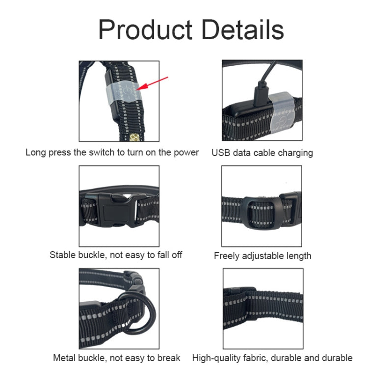 LED Rechargeable Wear-resistant and Waterproof Pet Lighting Collar, Size: M(Black) - Collars by PMC TechLife | Online Shopping South Africa | PMC TechLife | Buy Now Pay Later Mobicred