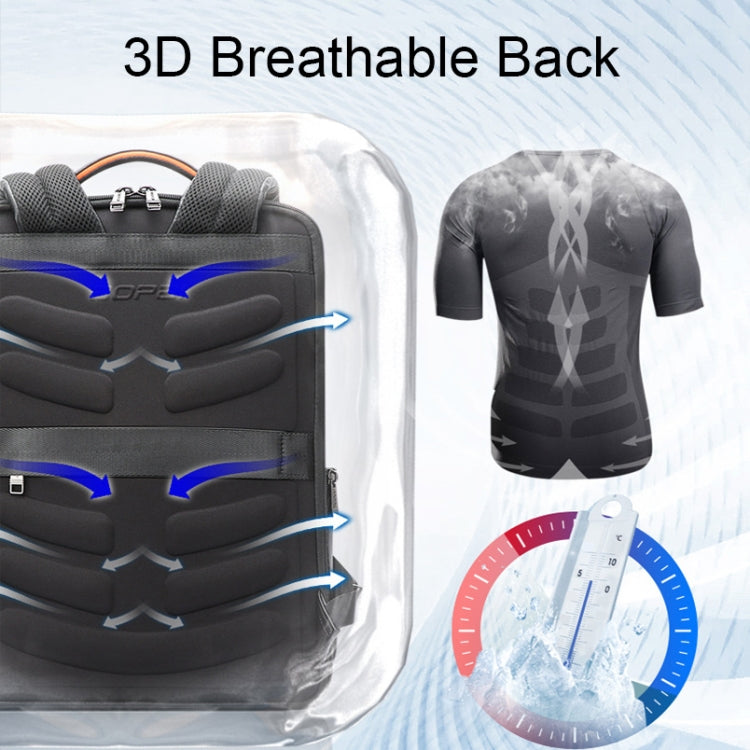 Bopai 61-70111 Cowhide Multi-compartment Waterproof Anti-theft Backpack with USB Charging Hole(Black) - free shipping - PMC Jewellery - Order now!