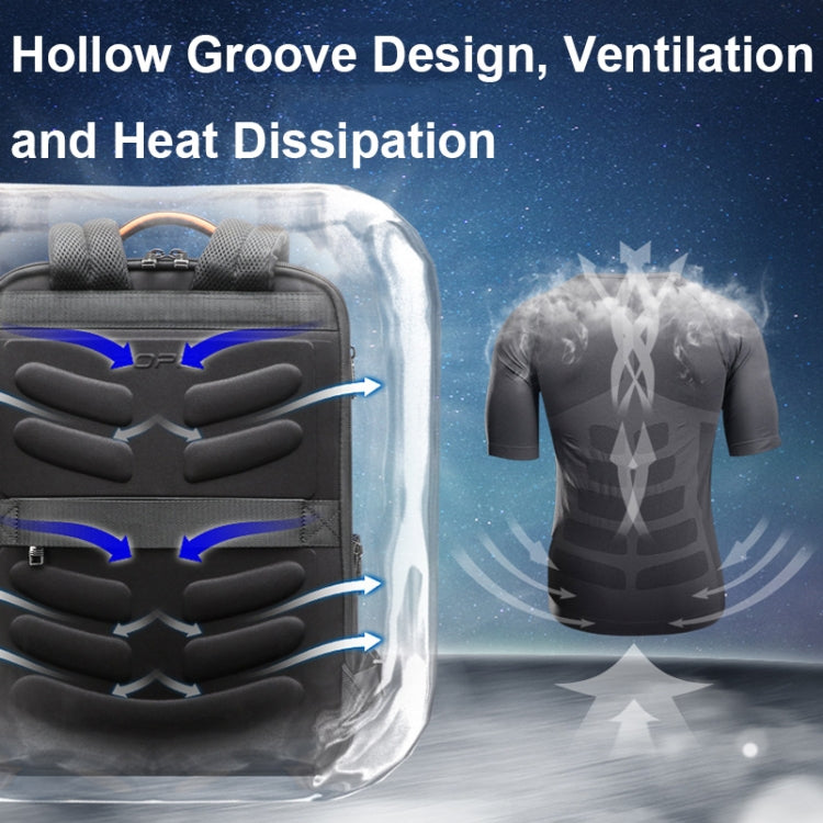 Bopai 61-121518 Multi-compartment Waterproof Expandable Backpack with USB Charging Hole(Black) - free shipping - PMC Jewellery - Order now!