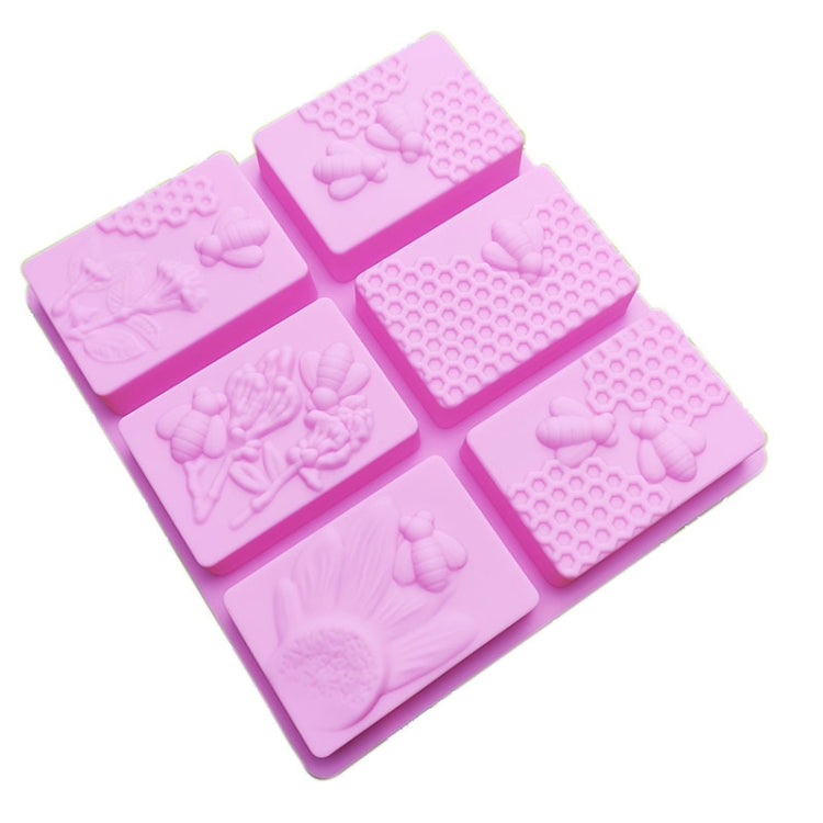 6 Grid  Square Honeycomb Ice Cube Cake Mould Square Handmade Soap Mould(Pink) - Food Molds by PMC TechLife | Online Shopping South Africa | PMC TechLife