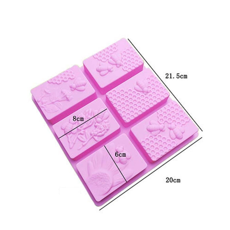 6 Grid  Square Honeycomb Ice Cube Cake Mould Square Handmade Soap Mould(Pink) - Food Molds by PMC TechLife | Online Shopping South Africa | PMC TechLife