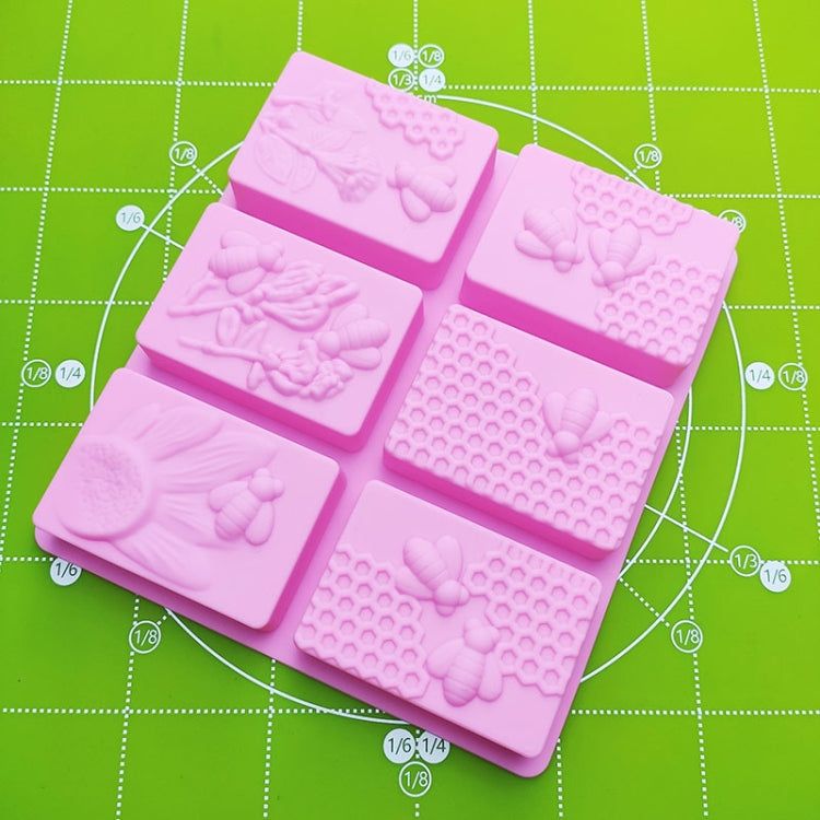 6 Grid  Square Honeycomb Ice Cube Cake Mould Square Handmade Soap Mould(Pink) - Food Molds by PMC TechLife | Online Shopping South Africa | PMC TechLife