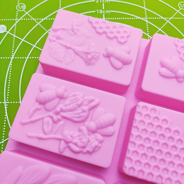 6 Grid  Square Honeycomb Ice Cube Cake Mould Square Handmade Soap Mould(Pink) - Food Molds by PMC TechLife | Online Shopping South Africa | PMC TechLife