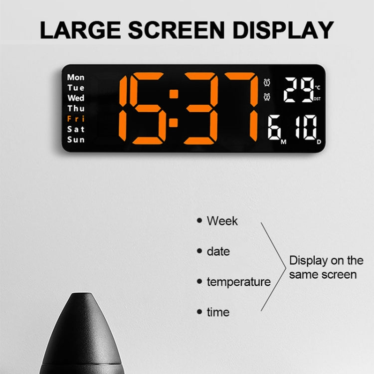 6629 13 Inch Multifunctional LED Living Room Large Screen Wall Clock(Black Shell Orange Light) - Wall Clock by PMc TechLife | Online Shopping South Africa | PMc TechLife | Buy Now Pay Later Mobicred