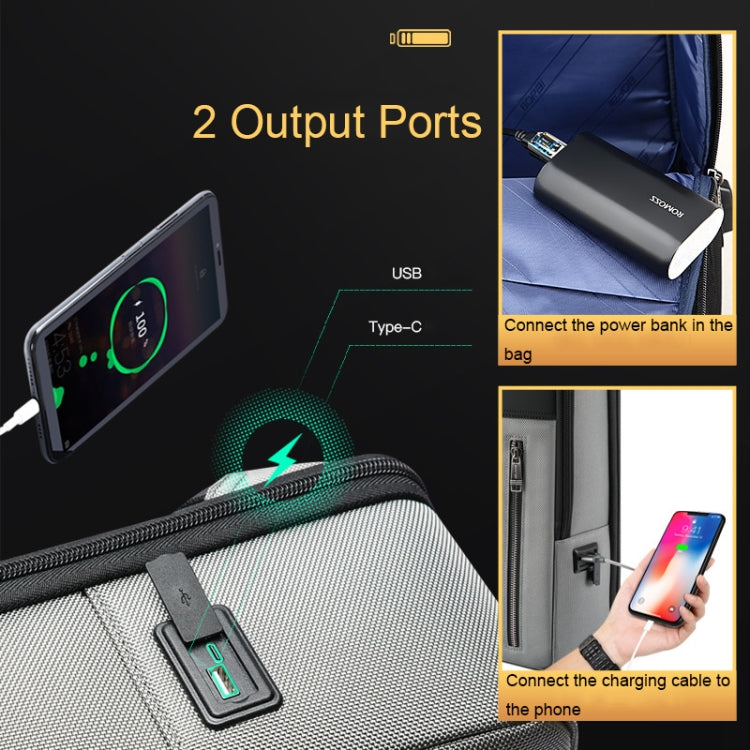 Bopai 61-68118 Multifunctional Wear-resistant Anti-theft Laptop Backpack with USB Charging Hole(Silver Gray) - free shipping - PMC Jewellery - Order now!