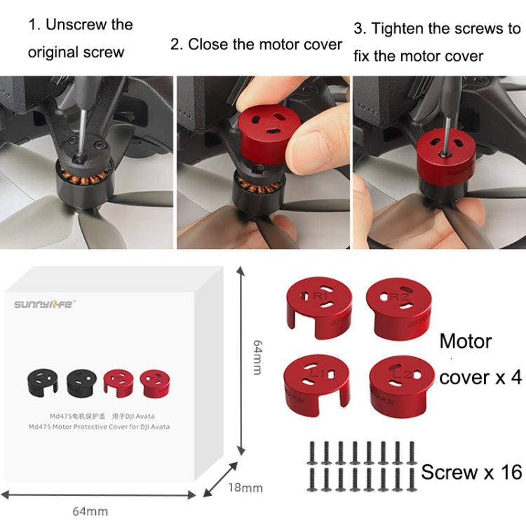 4 PCS / Set Sunnylife AT-MD475 Dust-proof Waterproof Aluminum Alloy Motor Cover For DJI Avata(Black) - Other by PMC TechLife | Online Shopping South Africa | PMC TechLife | Buy Now Pay Later Mobicred