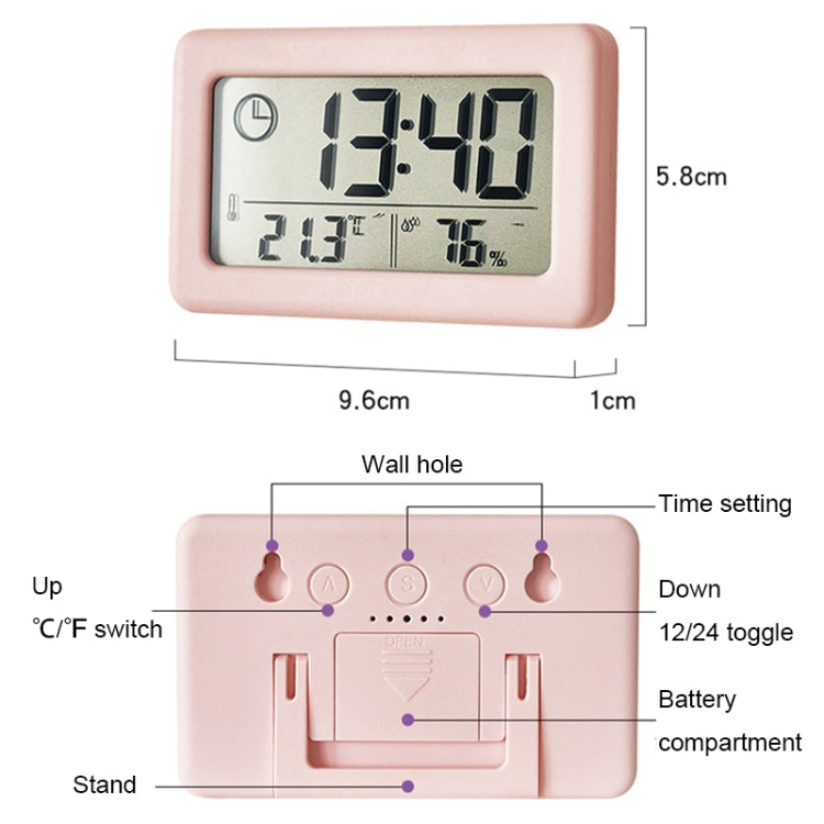 YD005 Mini Light and Thin LCD Screen Temperature/Humidity Meter Electronic Clock(White) - Alarm Clocks by PMc TechLife | Online Shopping South Africa | PMc TechLife | Buy Now Pay Later Mobicred
