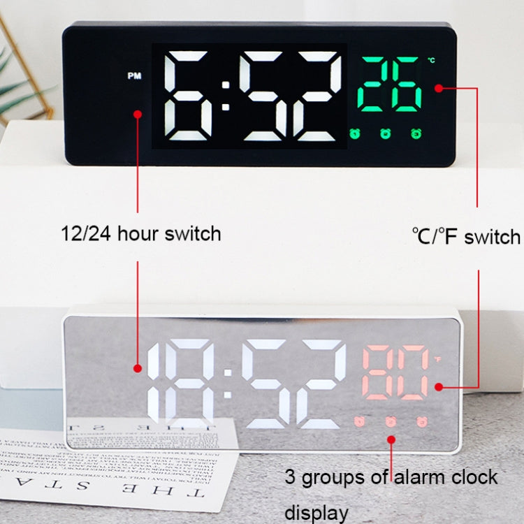 0715 Voice-activated LED Mute Date Temperature Display Electronic Clock(White Shell Blue Light) - Alarm Clocks by PMc TechLife | Online Shopping South Africa | PMc TechLife | Buy Now Pay Later Mobicred