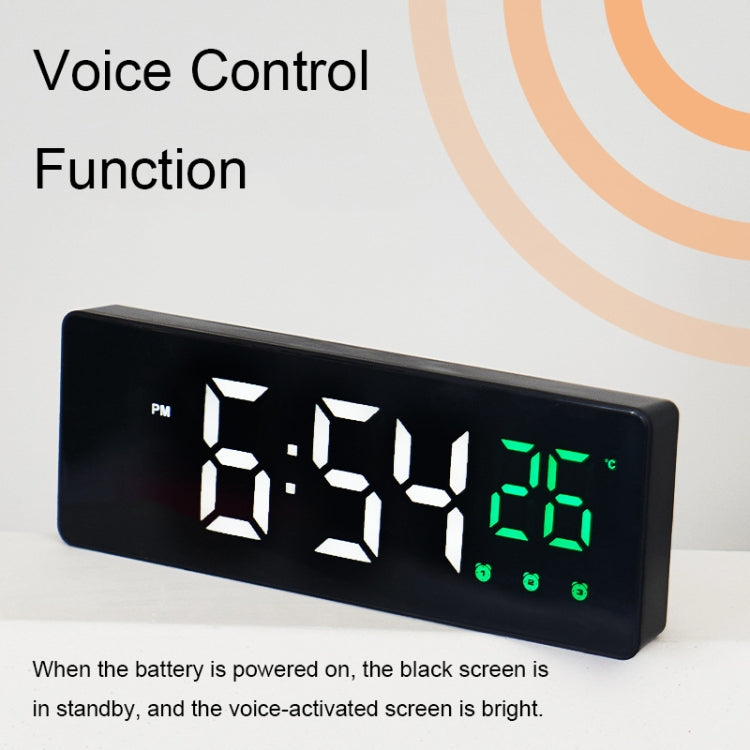 0715 Voice-activated LED Mute Date Temperature Display Electronic Clock(Black Shell Green Light) - Alarm Clocks by PMc TechLife | Online Shopping South Africa | PMc TechLife | Buy Now Pay Later Mobicred