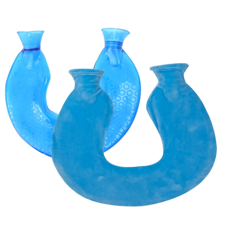 U-shaped PVC Hot Compress Shoulder And Neck Explosion-proof Water Injection Hot Water Bag(Blue + Lake Blue Crystal) - Hot Water Bags by PMC TechLife | Online Shopping South Africa | PMC TechLife | Buy Now Pay Later Mobicred
