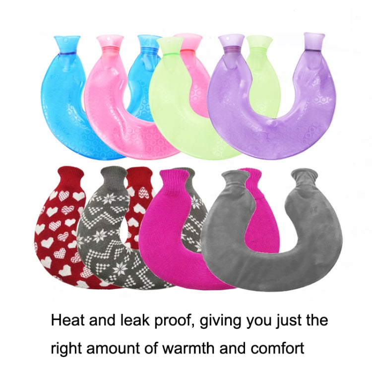 U-shaped PVC Hot Compress Shoulder And Neck Explosion-proof Water Injection Hot Water Bag(Green + Green Crystal) - free shipping - PMC TechLife - Order now!