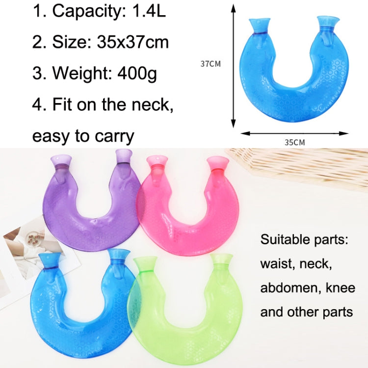 U-shaped PVC Hot Compress Shoulder And Neck Explosion-proof Water Injection Hot Water Bag(Blue + Coffee Crystal) - Hot Water Bags by PMC TechLife | Online Shopping South Africa | PMC TechLife | Buy Now Pay Later Mobicred