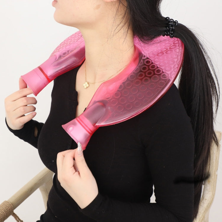 U-shaped PVC Hot Compress Shoulder And Neck Explosion-proof Water Injection Hot Water Bag(Rose Red + Rose Red Knitted) - Hot Water Bags by PMC TechLife | Online Shopping South Africa | PMC TechLife | Buy Now Pay Later Mobicred