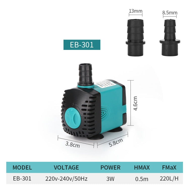 EB-301 3W Aquarium Submersible Water Pump Fountain Filter Fish Pond,EU Plug - Pumps by PMC TechLife | Online Shopping South Africa | PMC TechLife | Buy Now Pay Later Mobicred