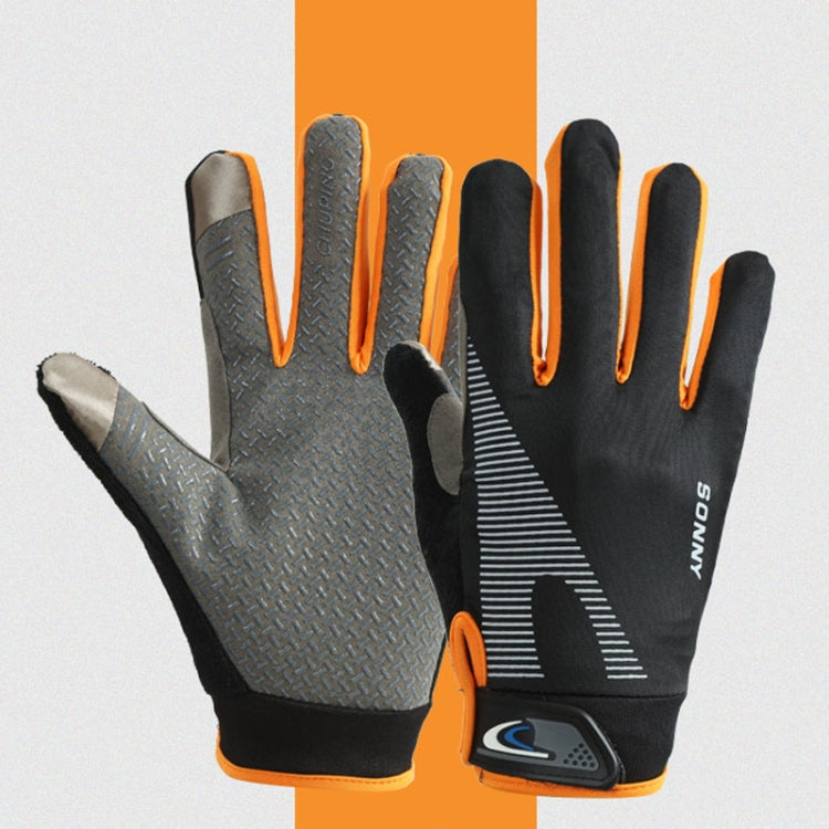 1 Pair QX0002 Sports Sunscreen Touch Screen Non-slip Wear Resistant Shock Absorbing Cycling Gloves, Size: L(Orange) - Cycling Gloves by PMC TechLife | Online Shopping South Africa | PMC TechLife | Buy Now Pay Later Mobicred