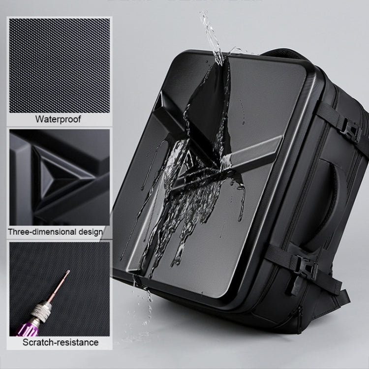Large-capacity Waterproof Expandable Hard Shell Backpack with USB Charging Hole(162 Light Gray) - Backpack by PMC Jewellery | Online Shopping South Africa | PMC Jewellery | Buy Now Pay Later Mobicred