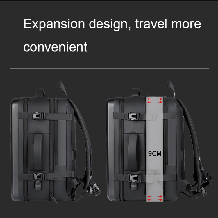 Large-capacity Waterproof Expandable Hard Shell Backpack with USB Charging Hole(162 Light Gray) - Backpack by PMC Jewellery | Online Shopping South Africa | PMC Jewellery | Buy Now Pay Later Mobicred