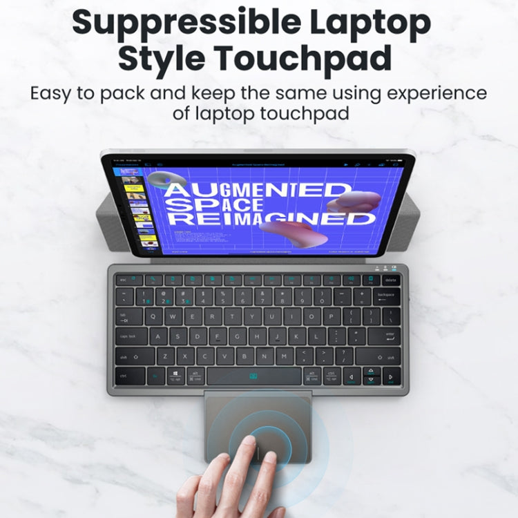 KF8700 78 Keys Hidden Touchpad Portable Tablet Computer Wireless Bluetooth Keypad With PU Leather(Black) - Others Keyboard by PMC TechLife | Online Shopping South Africa | PMC TechLife | Buy Now Pay Later Mobicred