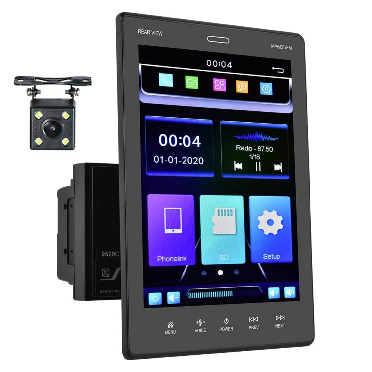 9520C Double Spindle 9.5 inch Vertical Screen Car MP5 Player, Style: Standard+4 Light Camera - Car MP3 & MP4 & MP5 by PMC TechLife | Online Shopping South Africa | PMC TechLife | Buy Now Pay Later Mobicred