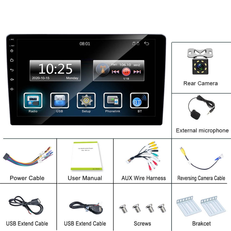 C7001 7 inch Touch Screen Built-In CarPlay Car MP5 Player, Style: Standard+8 Light Camera - Car MP3 & MP4 & MP5 by PMC TechLife | Online Shopping South Africa | PMC TechLife | Buy Now Pay Later Mobicred
