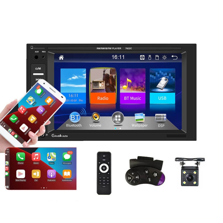 7622C 6.2 inch Dual Spindle HD Car Universal MP5 Carplay Player, Style: Standard+4 Light Camera - Car MP3 & MP4 & MP5 by PMC TechLife | Online Shopping South Africa | PMC TechLife | Buy Now Pay Later Mobicred