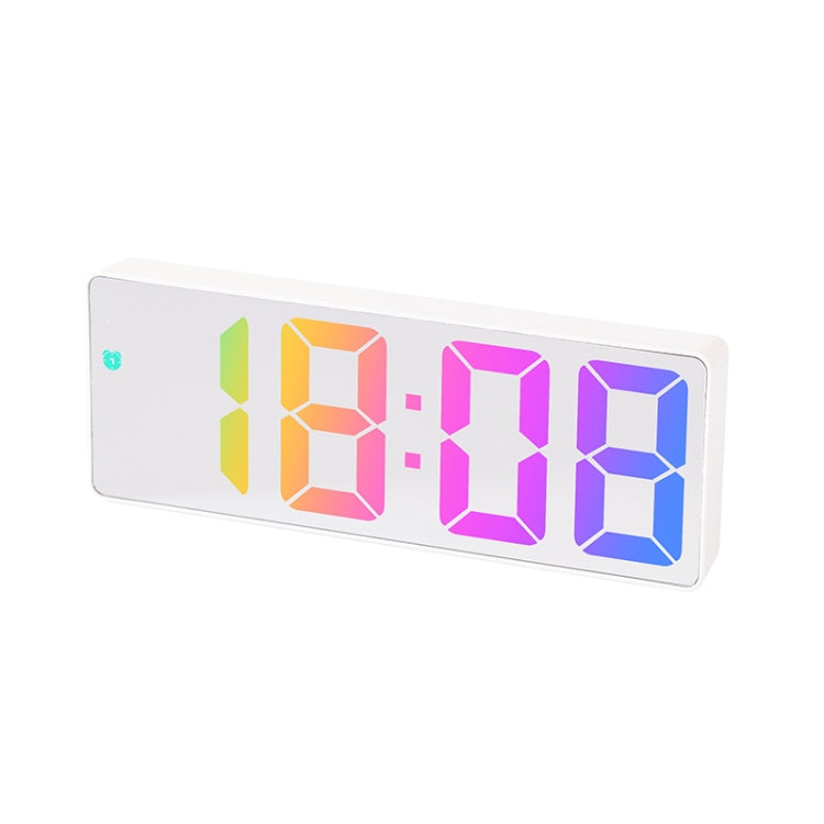 Colorful Fonts LED Electronic Alarm Clock Large Screen Clock(0725 White Shell Mirror Surface D) - Alarm Clocks by PMc TechLife | Online Shopping South Africa | PMc TechLife | Buy Now Pay Later Mobicred