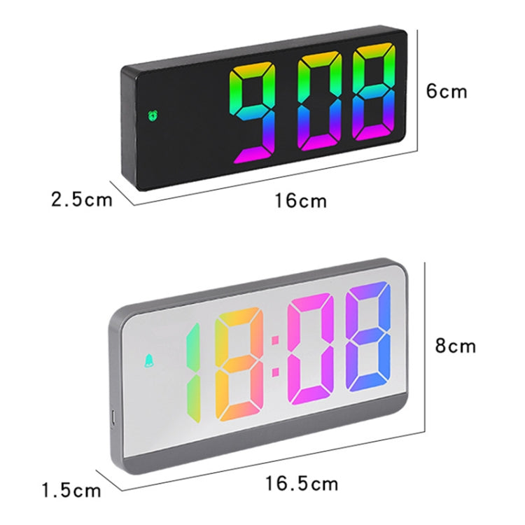 Colorful Fonts LED Electronic Alarm Clock Large Screen Clock(0725 White Shell Mirror Surface D) - Alarm Clocks by PMc TechLife | Online Shopping South Africa | PMc TechLife | Buy Now Pay Later Mobicred