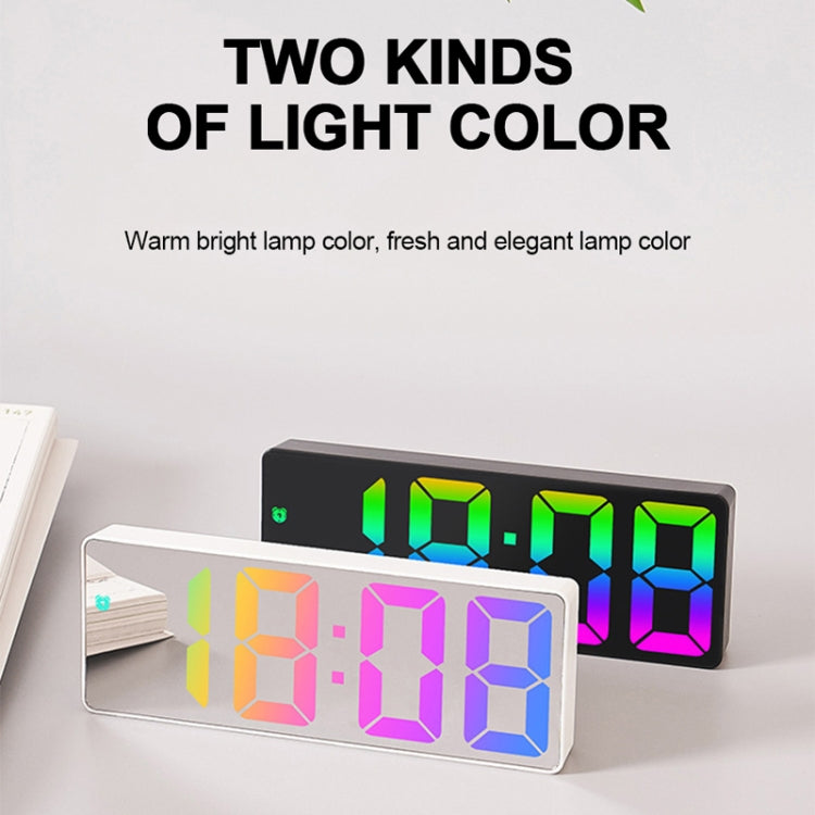 Colorful Fonts LED Electronic Alarm Clock Large Screen Clock(0725 White Shell Mirror Surface D) - Alarm Clocks by PMc TechLife | Online Shopping South Africa | PMc TechLife | Buy Now Pay Later Mobicred