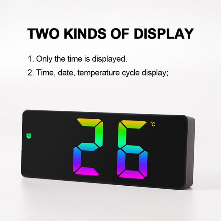 Colorful Fonts LED Electronic Alarm Clock Large Screen Clock(0725 White Shell Mirror Surface D) - Alarm Clocks by PMc TechLife | Online Shopping South Africa | PMc TechLife | Buy Now Pay Later Mobicred