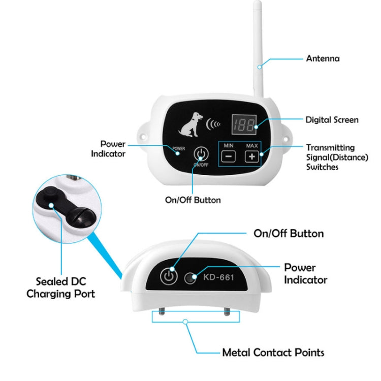 KD-661 500m Wireless Electric Dog Pet Fence Shock Collar,Spec: For Three Dog(UK Plug) - Training Aids by PMC TechLife | Online Shopping South Africa | PMC TechLife | Buy Now Pay Later Mobicred
