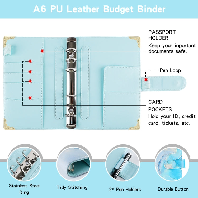 A6 Leather Loose-leaf Budget Book Handbook Notepad(Marbled White) - Notebooks by PMc TechLife | Online Shopping South Africa | PMc TechLife | Buy Now Pay Later Mobicred