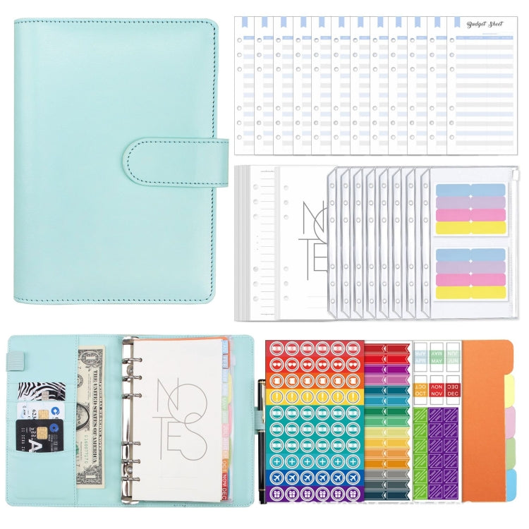 A6 Macaron PU Leather Loose-leaf Notebook Cash Budget Handbook(Blue) - free shipping - PMC TechLife - Order now!