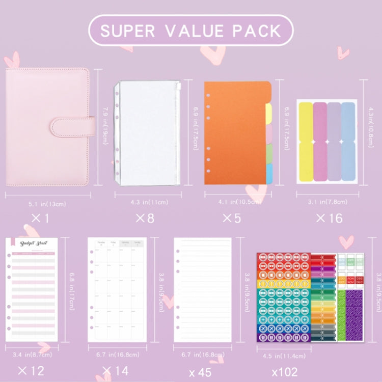 A6 Macaron PU Leather Loose-leaf Notebook Cash Budget Handbook(Purple) - Notebooks by PMC TechLife | Online Shopping South Africa | PMC TechLife