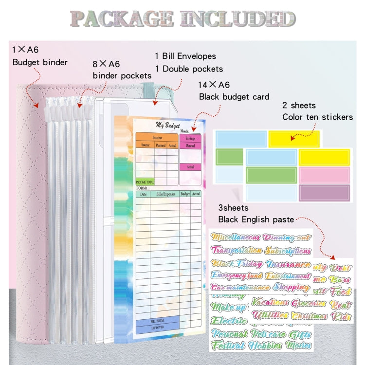 A6 Gradient Macaroon Loose-leaf Handbook Cash Budget Book(Green Yellow Pink) - Notebooks by PMc TechLife | Online Shopping South Africa | PMc TechLife | Buy Now Pay Later Mobicred