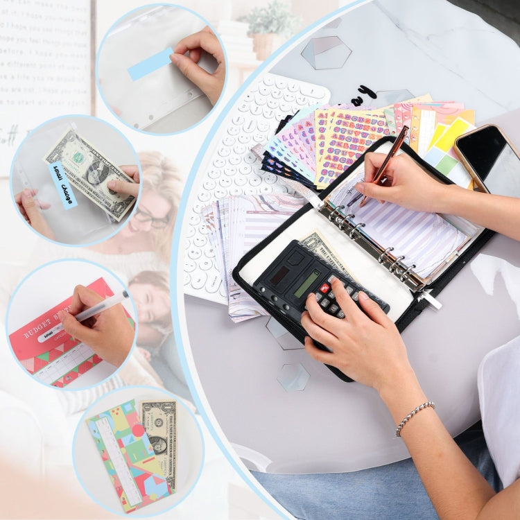 A6 Handheld Zipper Bag Type Large Capacity Cash Budget Book Handbook(Pink) - Notebooks by PMc TechLife | Online Shopping South Africa | PMc TechLife | Buy Now Pay Later Mobicred