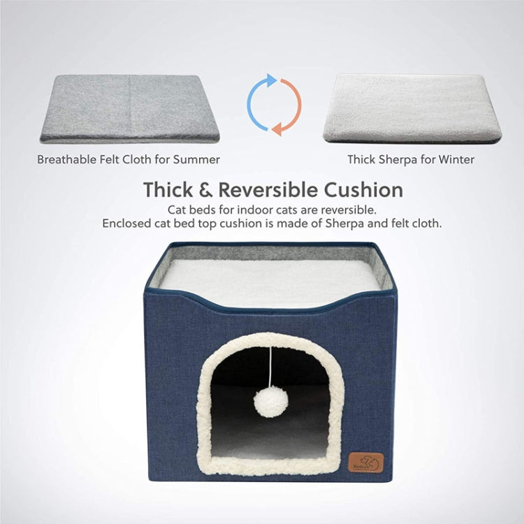 Pet Stool Pet Kennel Indoor Foldable Storage Stool Cat Dog Kennel 41 x 41 x 35cm(Navy Blue) - Beds by PMC TechLife | Online Shopping South Africa | PMC TechLife | Buy Now Pay Later Mobicred