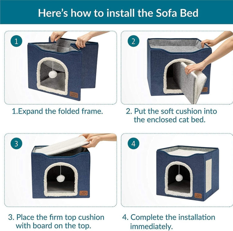 Pet Stool Pet Kennel Indoor Foldable Storage Stool Cat Dog Kennel 41 x 41 x 35cm(Navy Blue) - Beds by PMC TechLife | Online Shopping South Africa | PMC TechLife | Buy Now Pay Later Mobicred