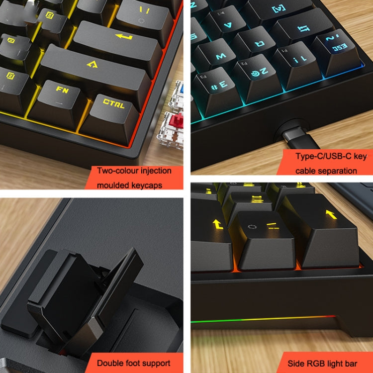 LEAVEN K620 61 Keys Hot Plug-in Glowing Game Wired Mechanical Keyboard, Cable Length: 1.8m, Color: Black White Red Shaft - free shipping - PMC Jewellery - Order now!